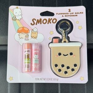 SMOKO Flavored Lip Balm & Keychain Set - Pink & Gold